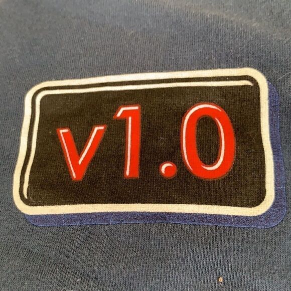 ThinkGeek blue v1.0 shirt sleeve T-shirt Sz Large - Picture 5 of 7